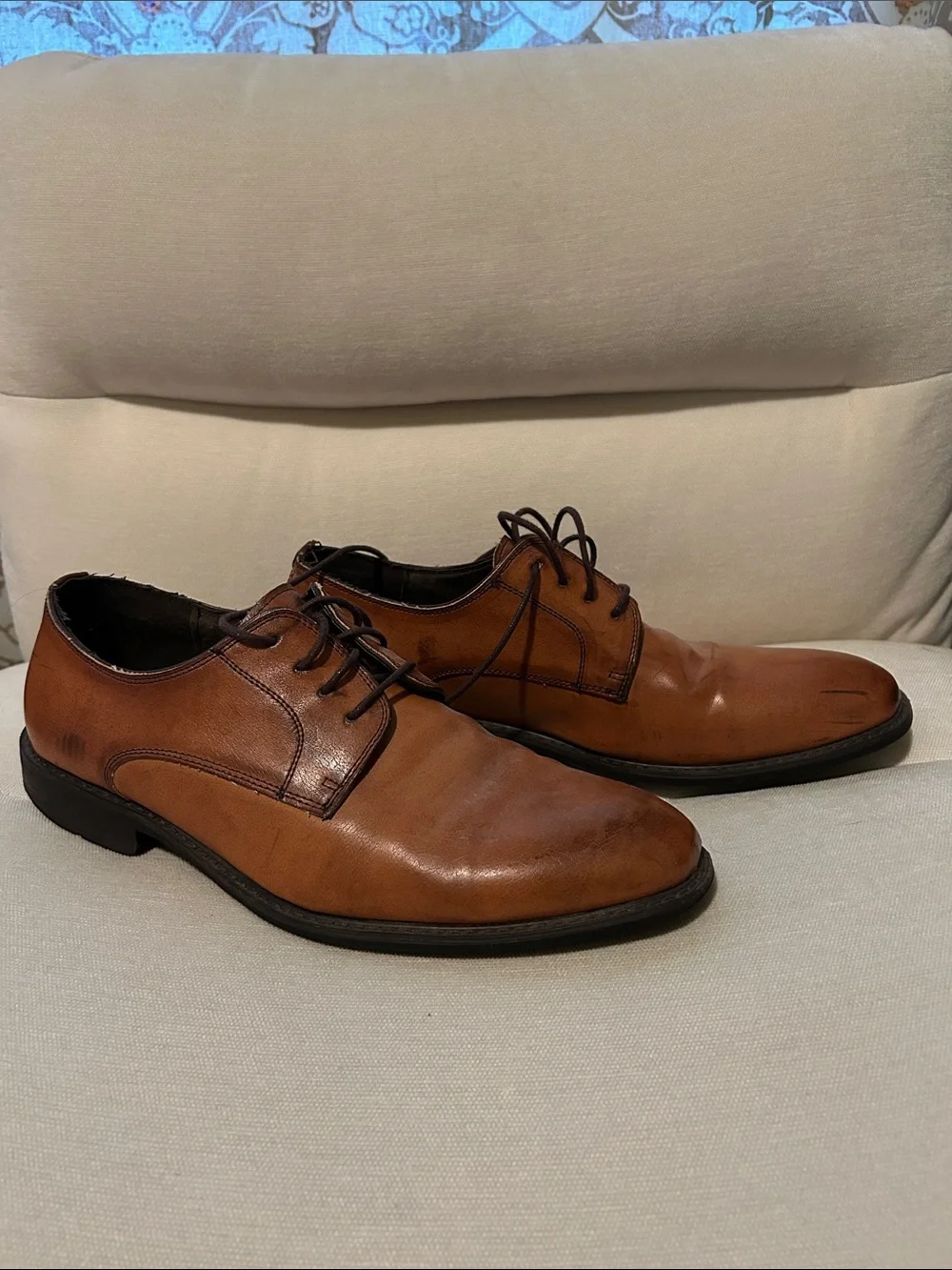 Steve Madden Tan Leather Lace-Up Oxfords